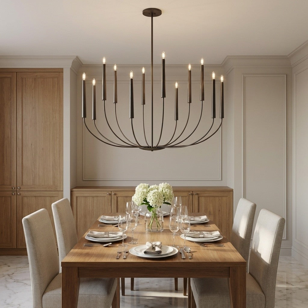 Lustre 12 lumières | Aged Iron | Lois