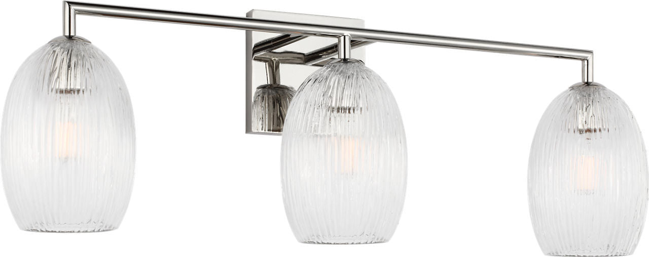 Applique de salle de bain 3 lumières | Polished Nickel | Serafina
