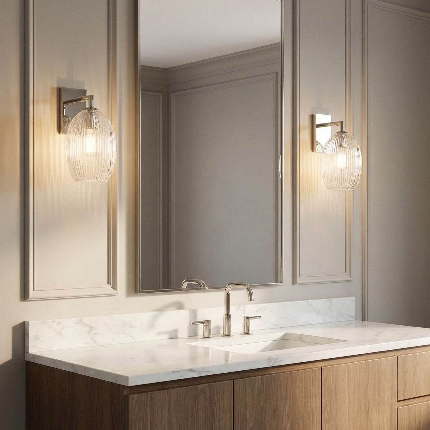 Applique murale 1 lumière | Polished Nickel | Serafina