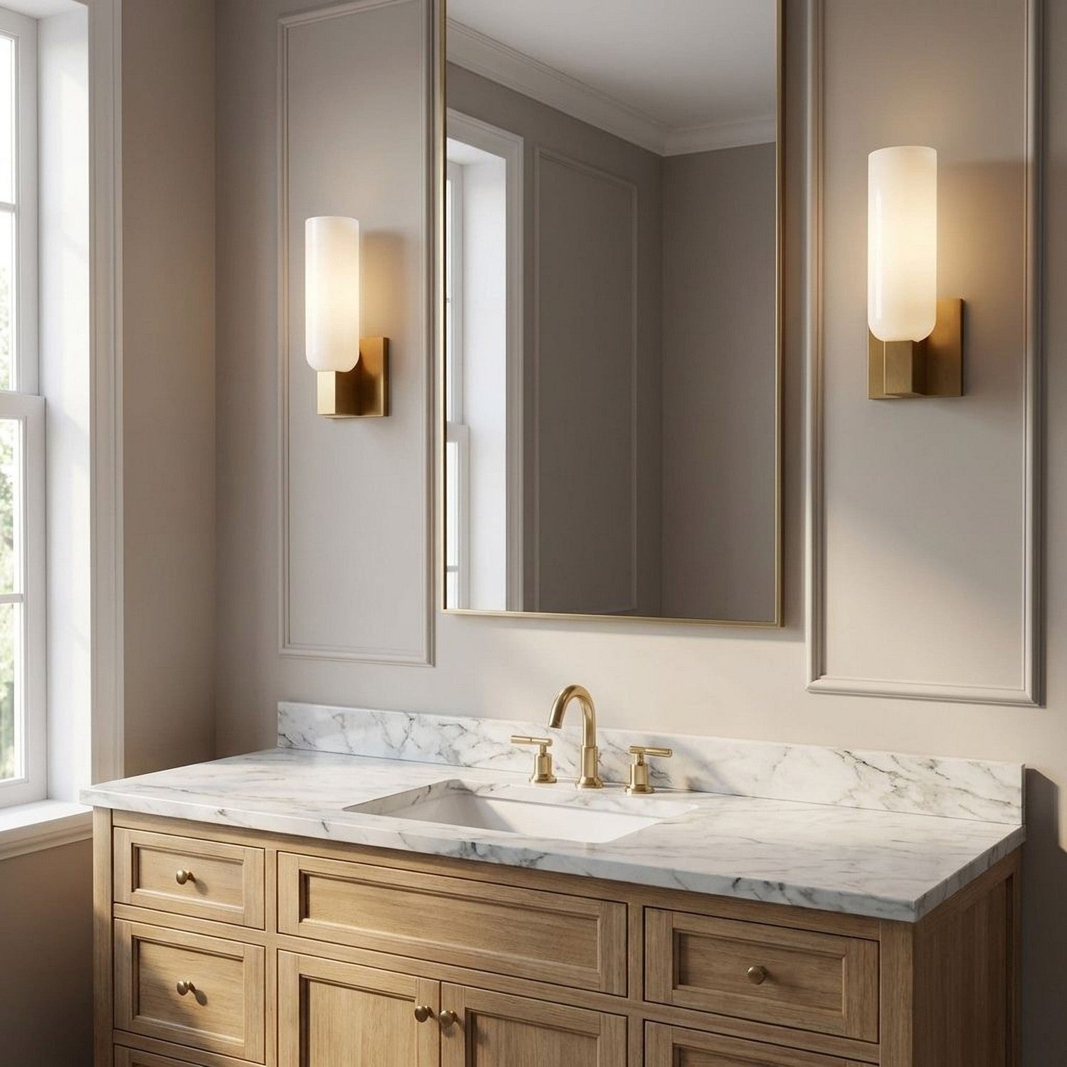 Applique de salle de bain 1 lumière | Burnished Brass | Maroux