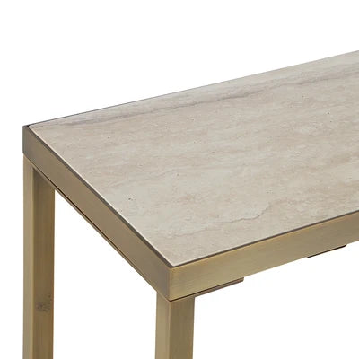 Table console | Bodin – Travertin et laiton
