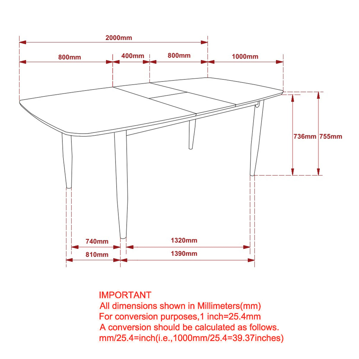Table à manger extensible 63 à 79 po | Phylon - NOIR | World Wide