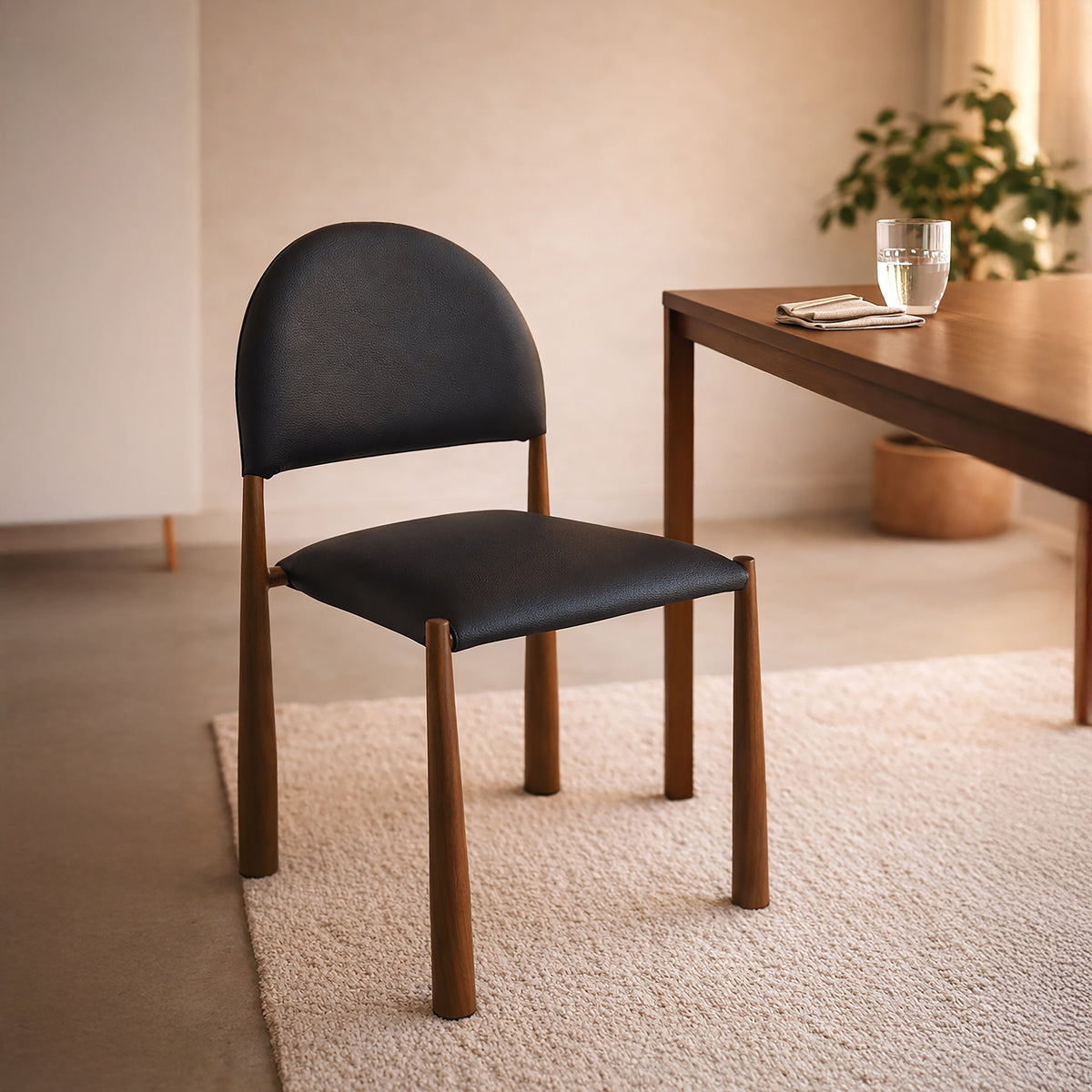 Chaises de salle à manger, ensemble de 4 Auggie – fini NOIR/NOYER | World Wide