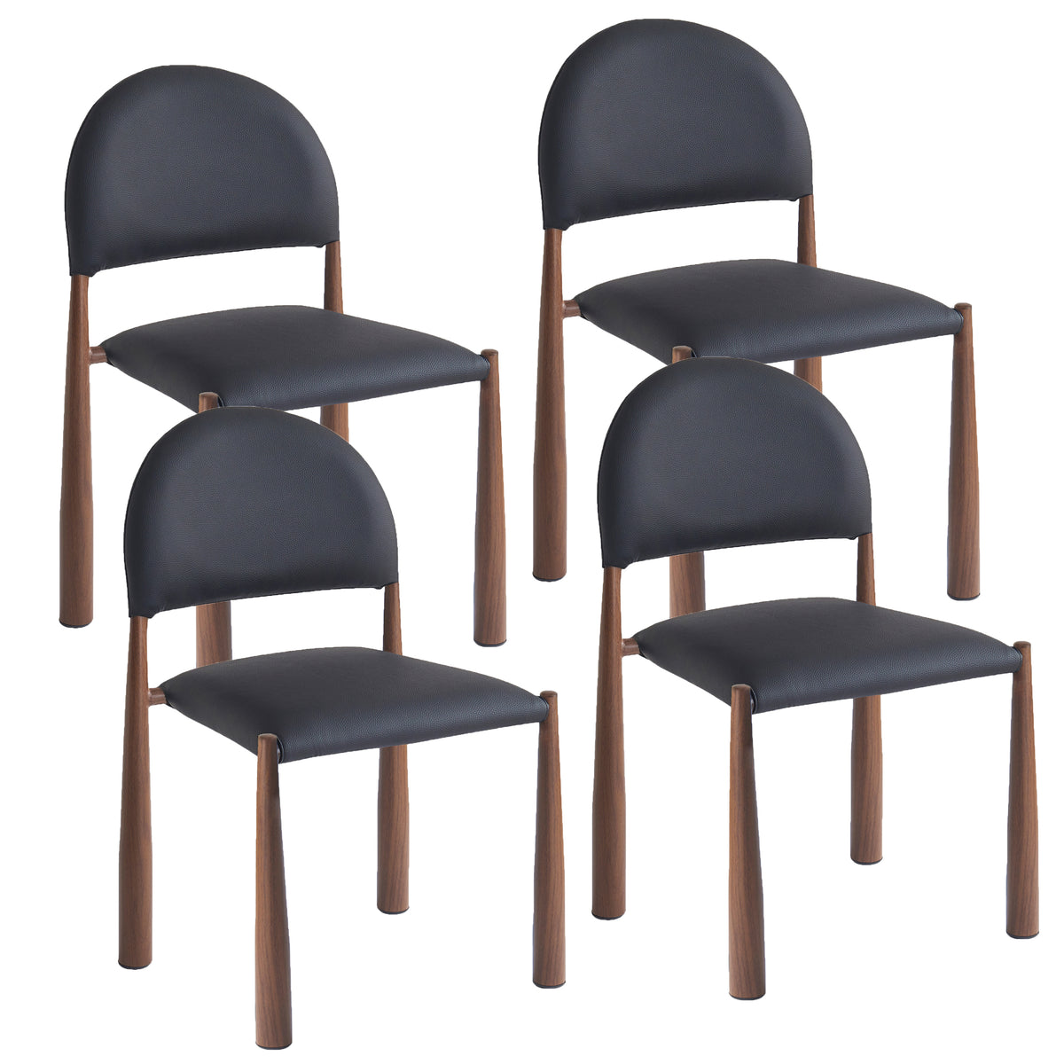 Chaises de salle à manger, ensemble de 4 Auggie – fini NOIR/NOYER | World Wide