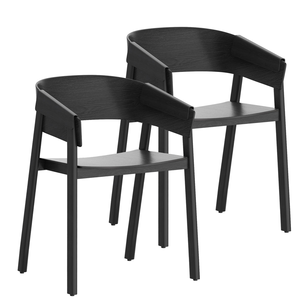 Chaises de salle à manger, ensemble de 2 Mateo – fini NOIR | World Wide