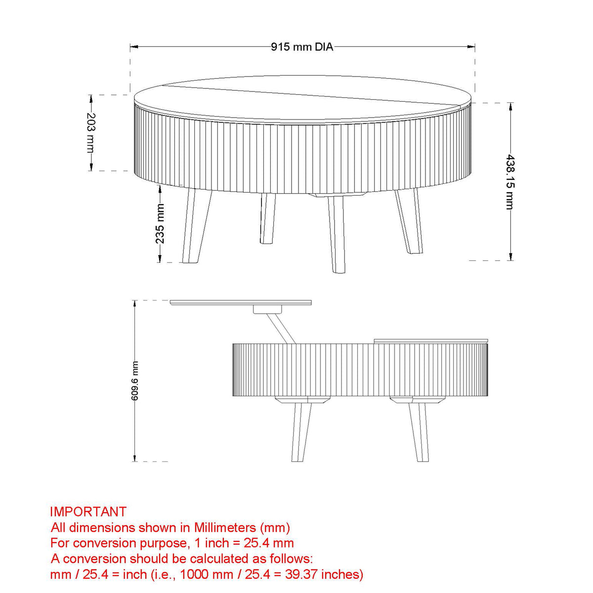 Table basse relevable ronde Balark | World Wide