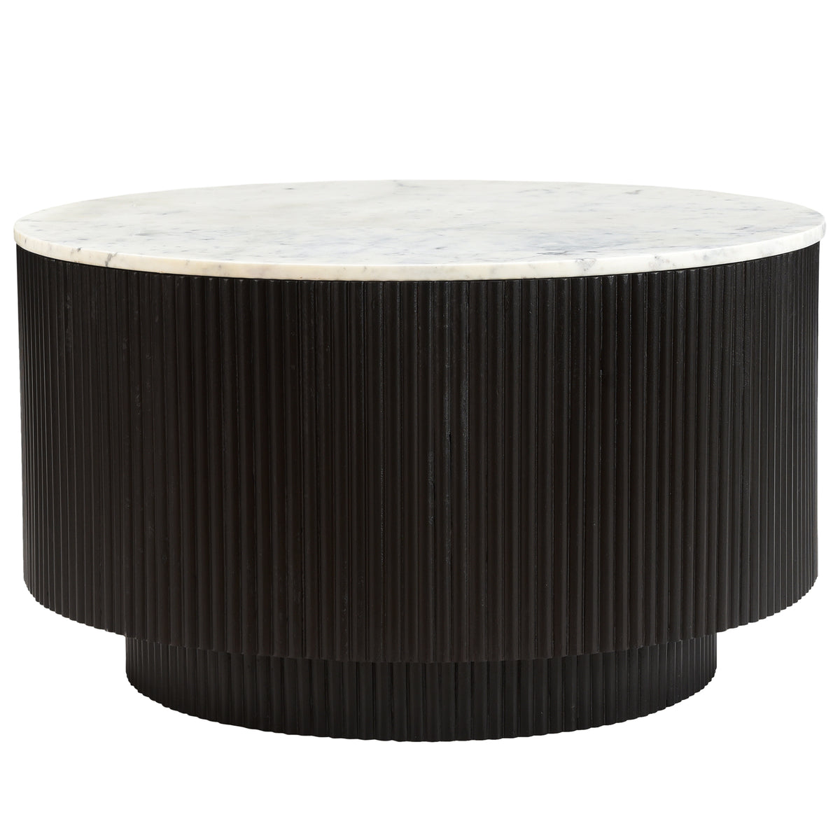 Table basse ronde avec rangement Reyna – fini Noir / Blanc | World Wide