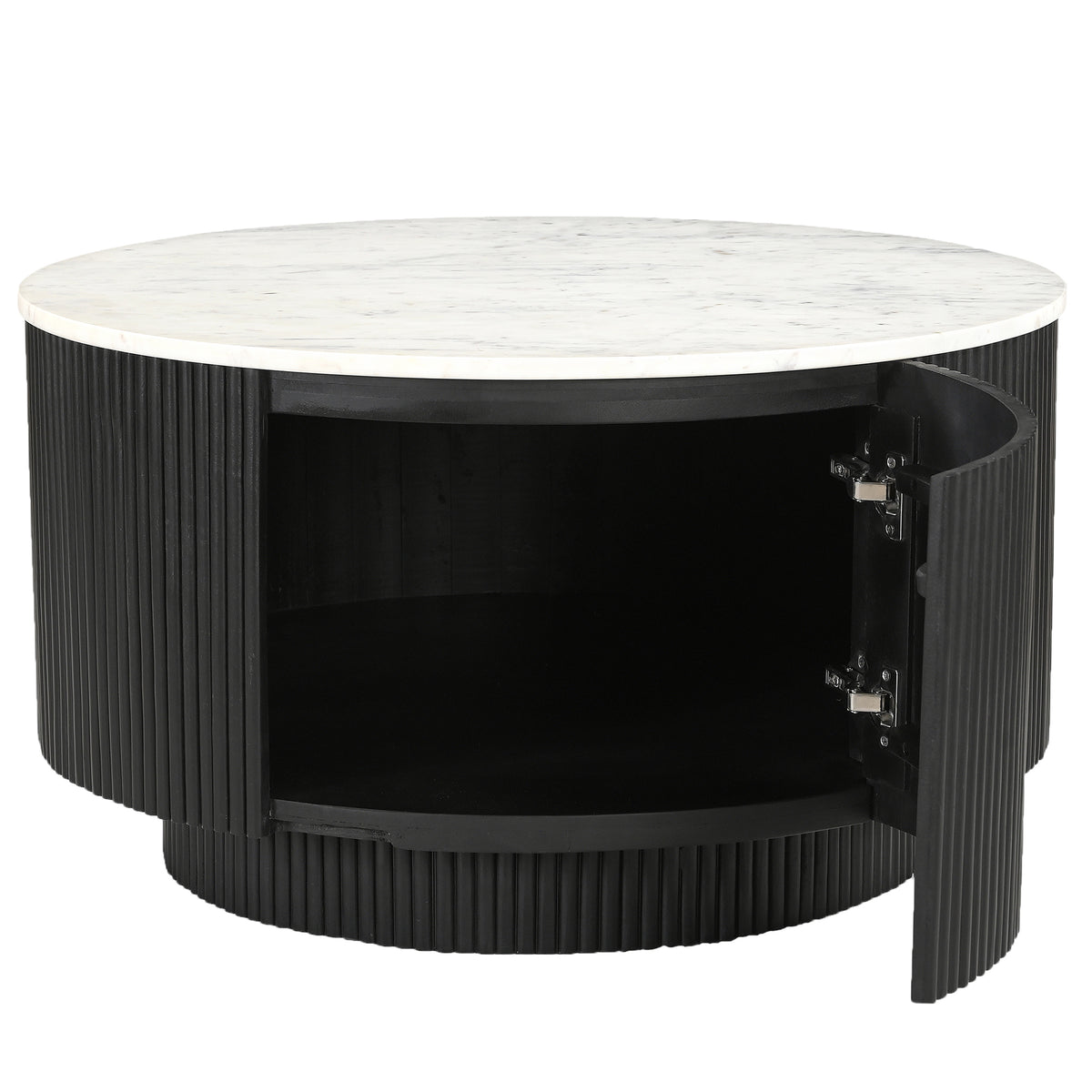Table basse ronde avec rangement Reyna – fini Noir / Blanc | World Wide
