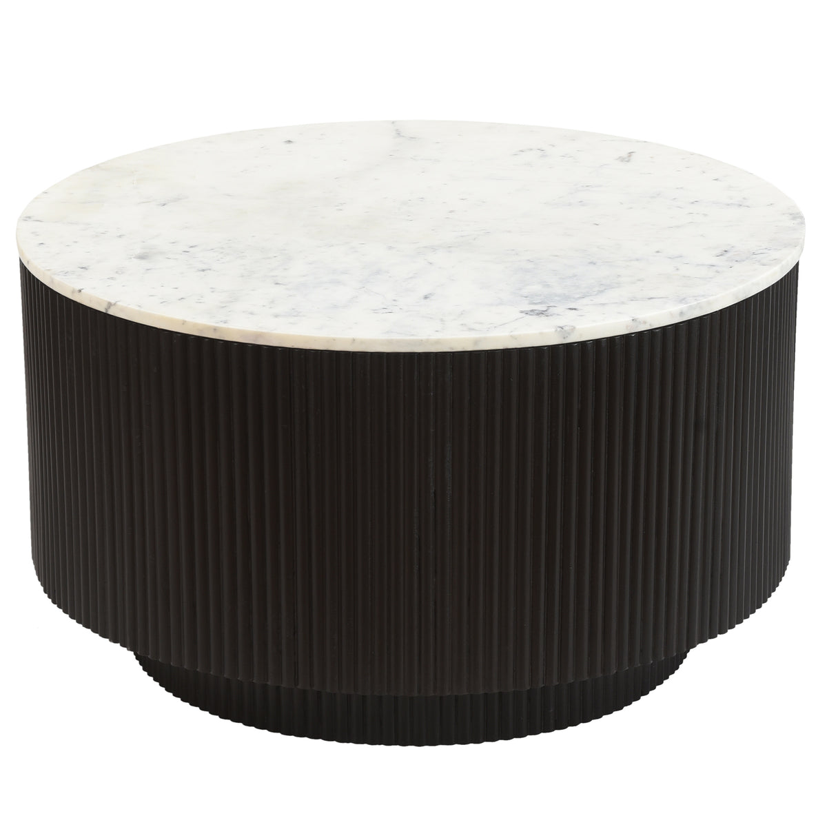 Table basse ronde avec rangement Reyna – fini Noir / Blanc | World Wide