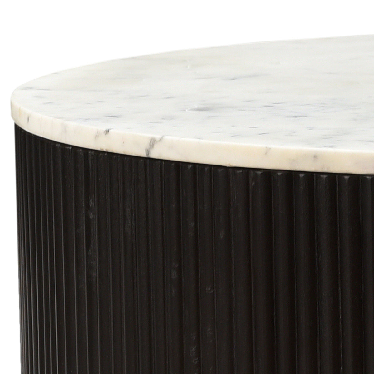 Table basse ronde avec rangement Reyna – fini Noir / Blanc | World Wide