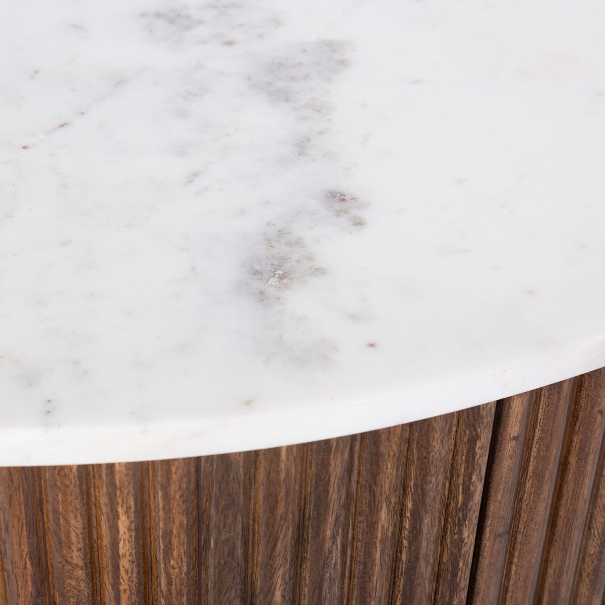 Table basse ronde avec rangement Reyna – fini Noyer / Blanc | World Wide