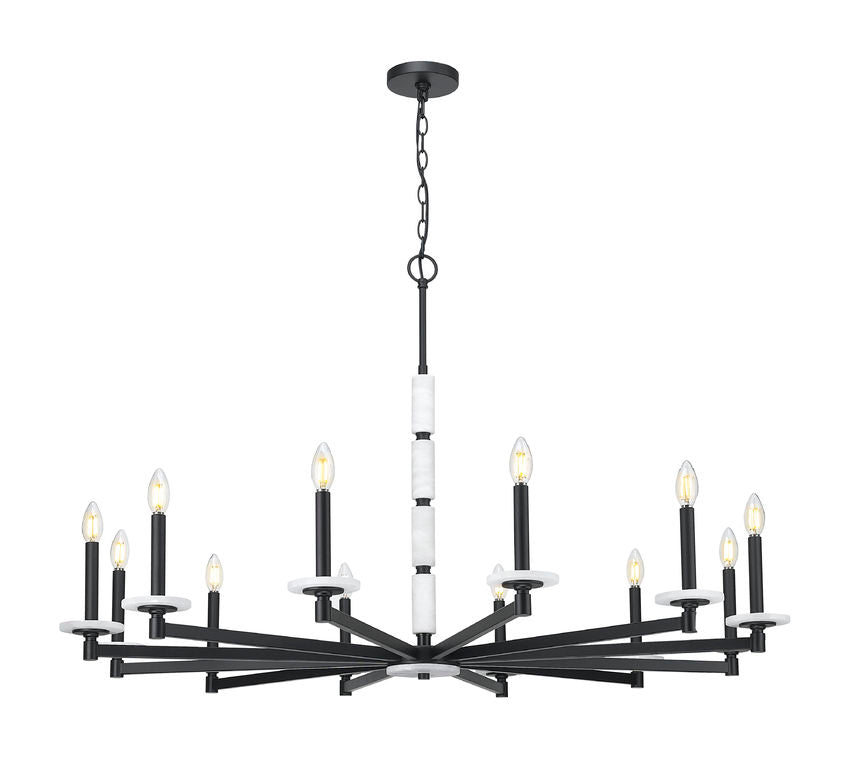 Luminaire suspendu Noir mat et albâtre | KADEN