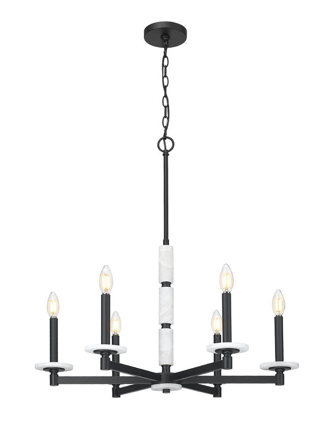 Luminaire suspendu Noir mat et albâtre | KADEN