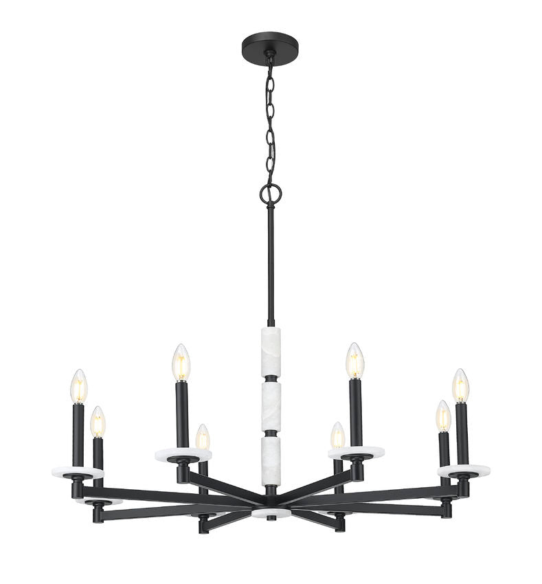 Luminaire suspendu Noir mat et albâtre | KADEN