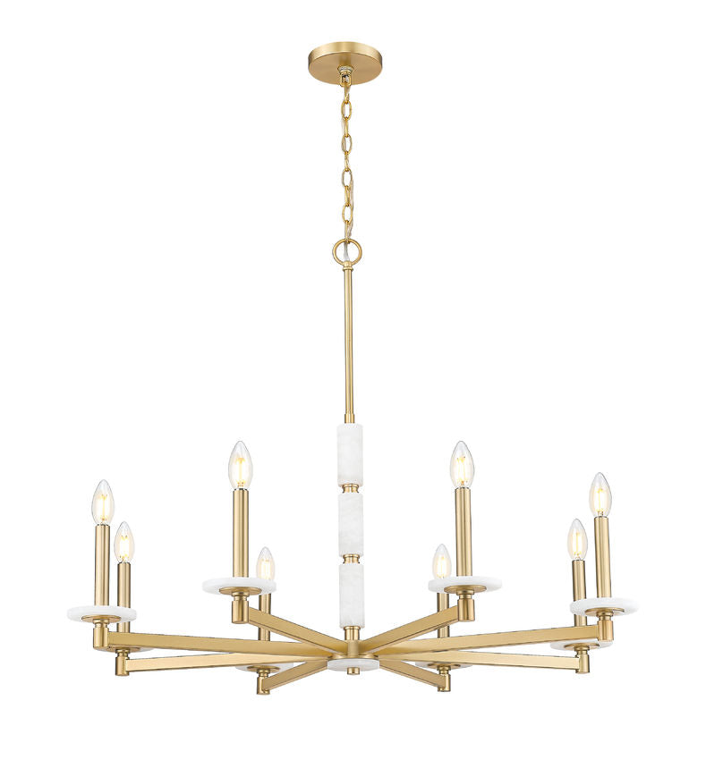Luminaire suspendu Or moderne et albâtre | KADEN