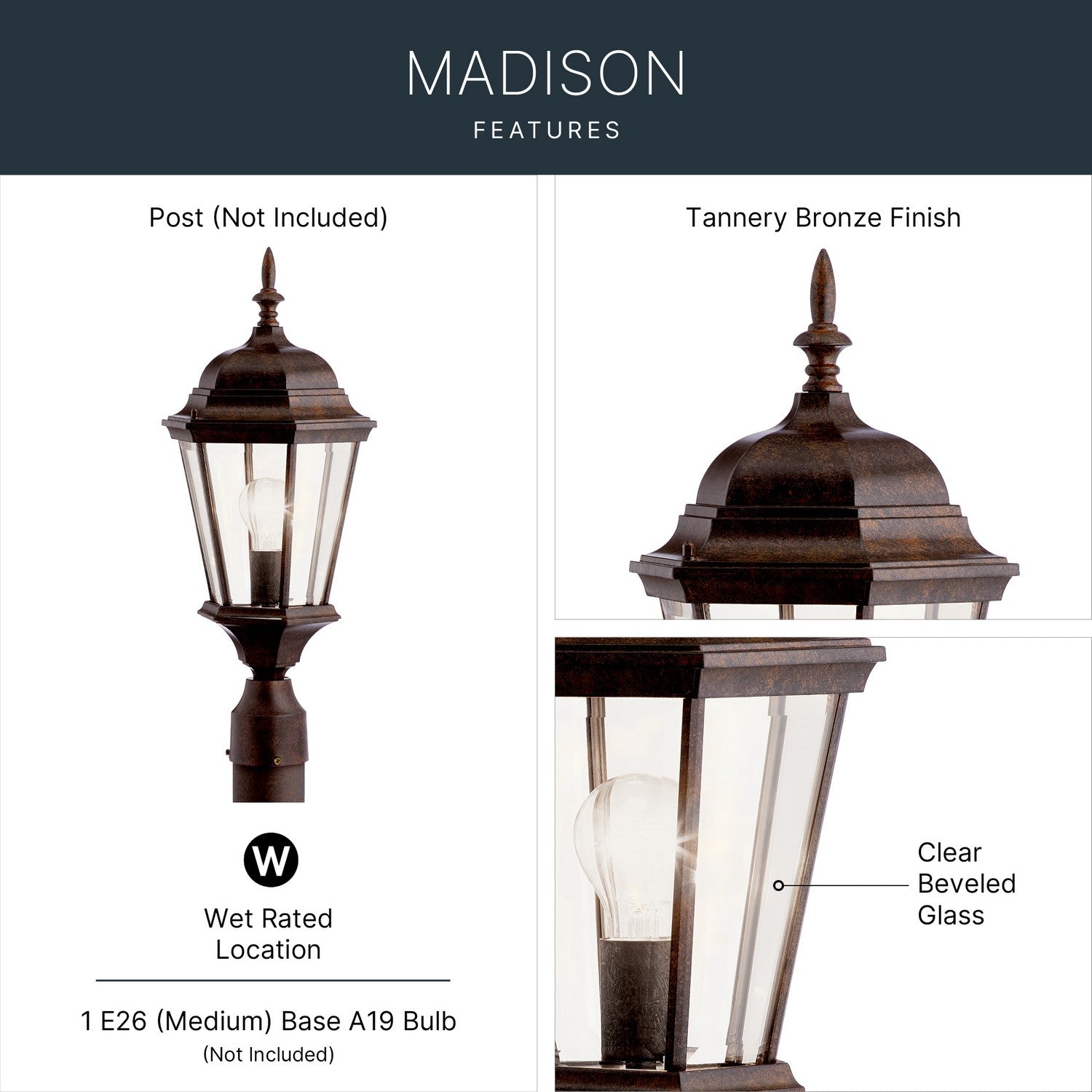 Lampadaire extérieur 1 lumière | Madison