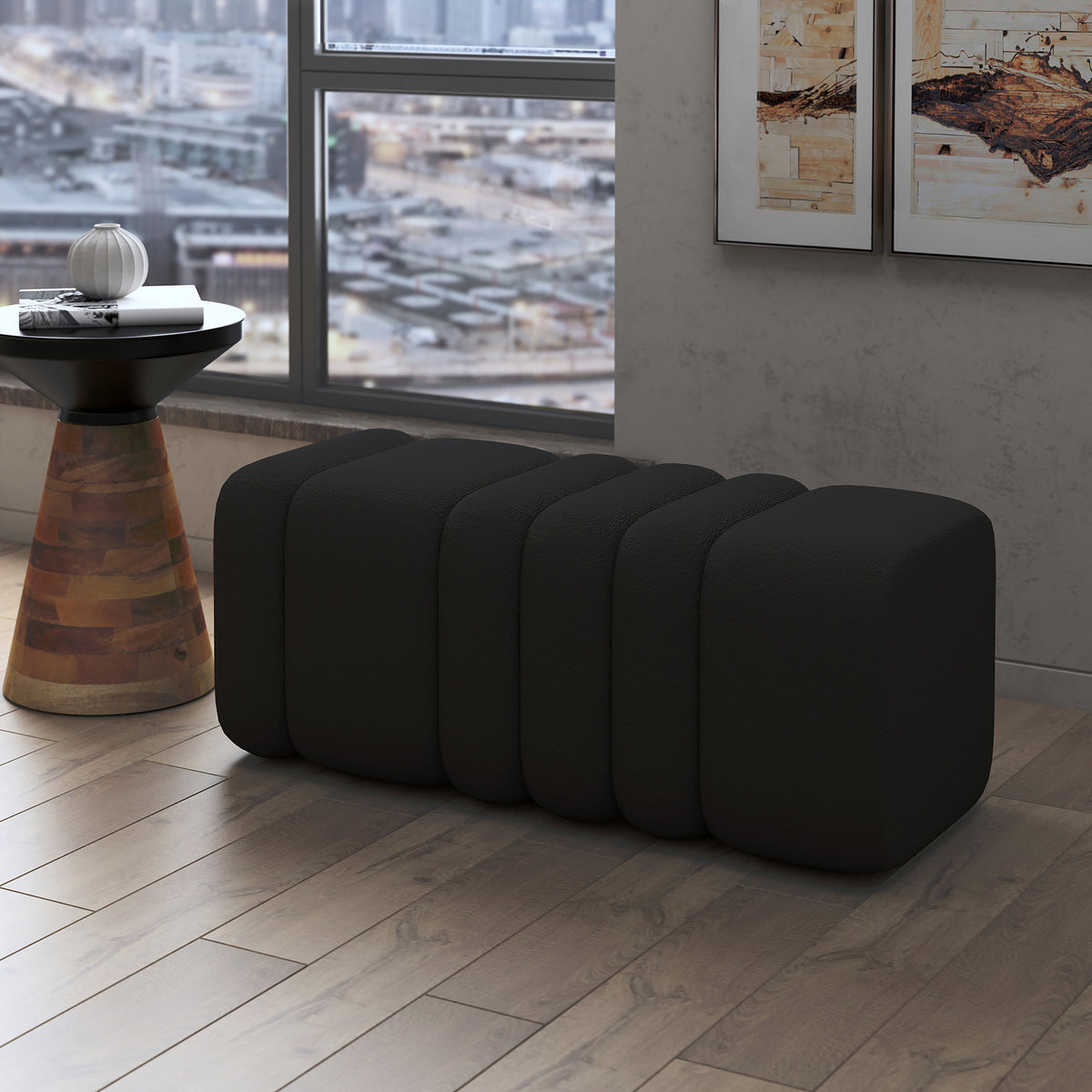 Ottomane-banc rectangulaire Rigel – fini NOIR | World Wide