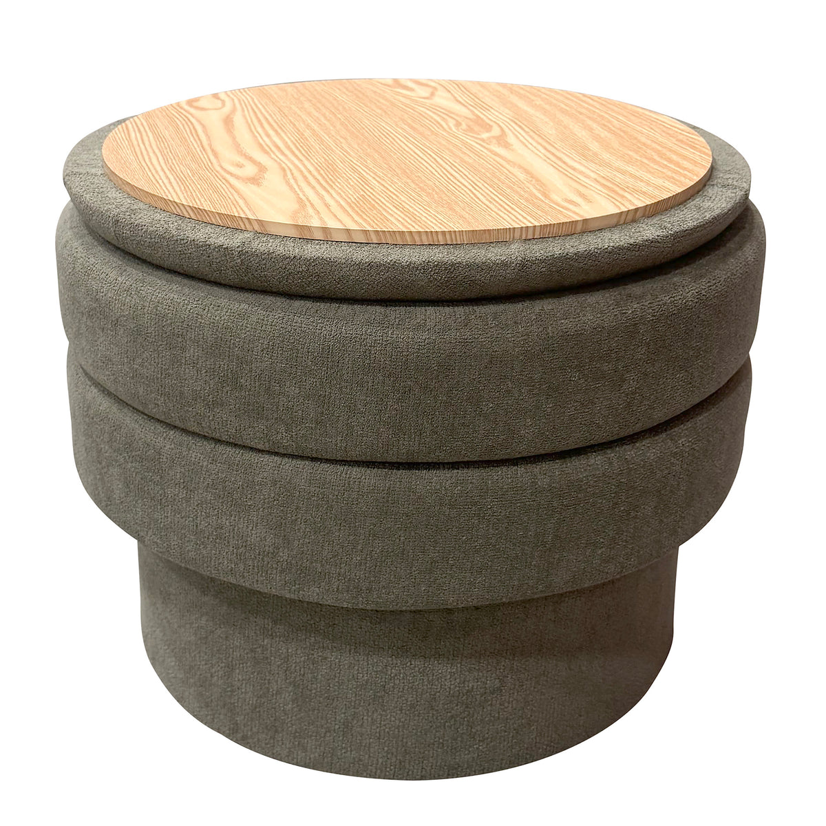 Ottomane de rangement ronde Kepler – fini VERT MOUSSE | World Wide