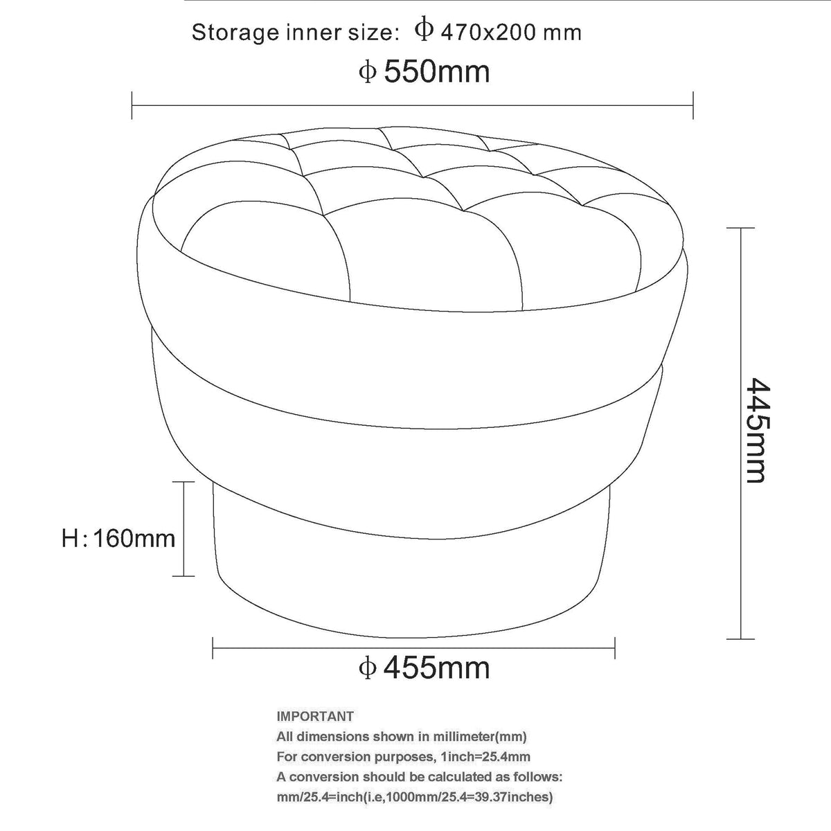 Ottomane de rangement ronde Kepler – fini AVOINE | World Wide
