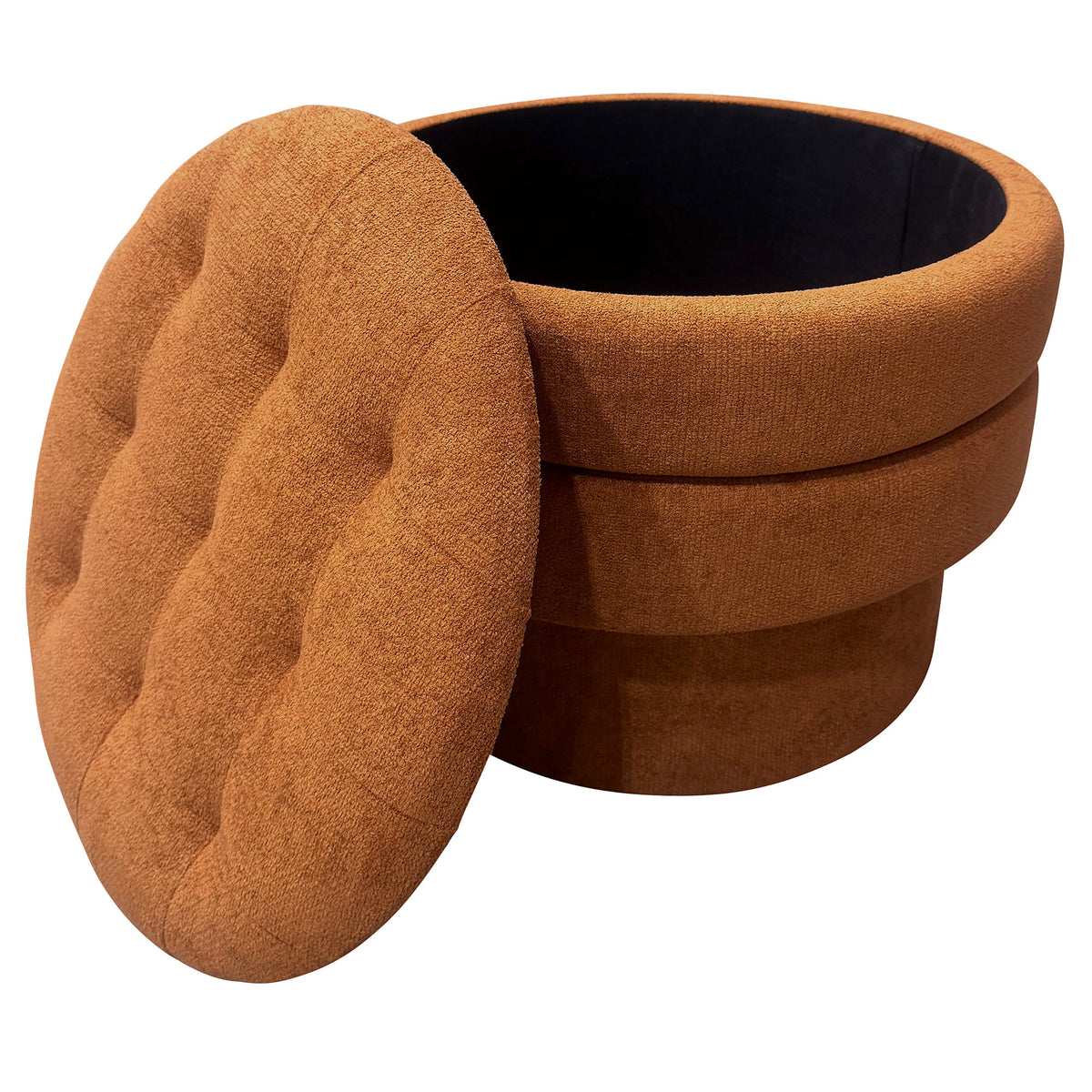 Ottomane de rangement ronde Kepler – fini ROUILLER | World Wide