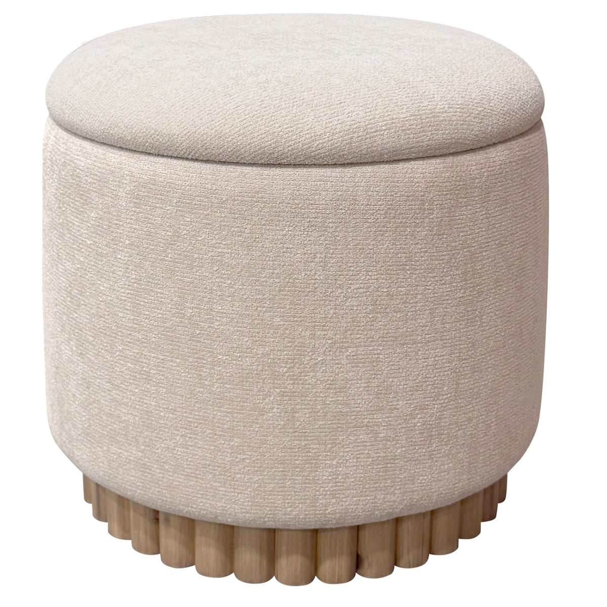 Ottomane de rangement ronde Sadie – fini AVOINE/NATUREL | World Wide