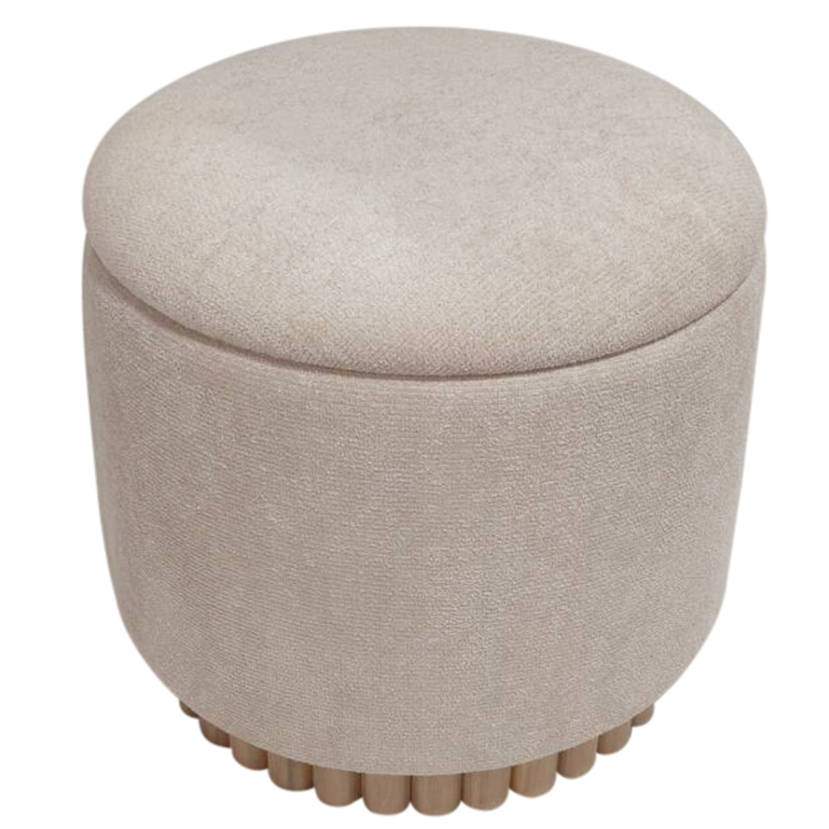 Ottomane de rangement ronde Sadie – fini AVOINE/NATUREL | World Wide