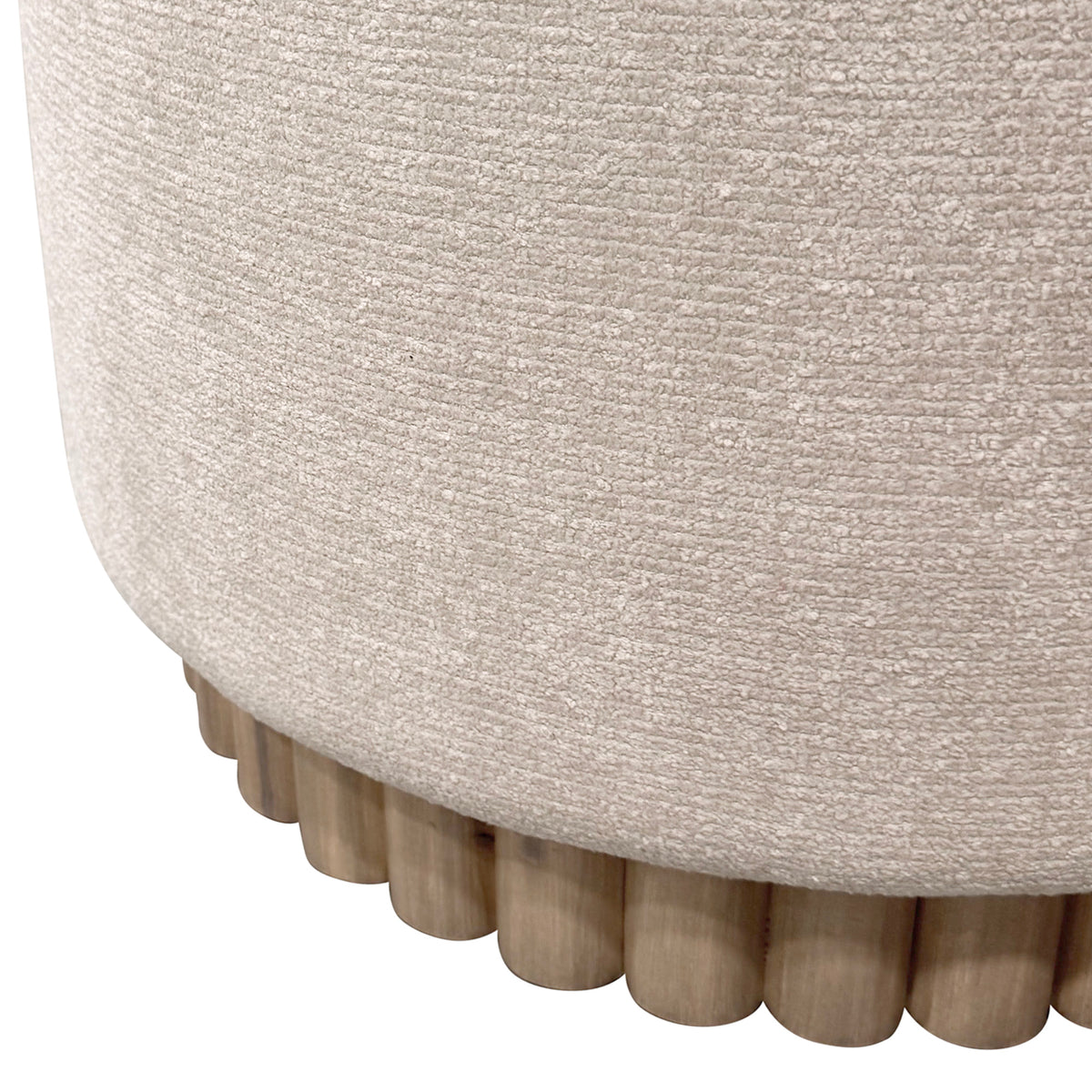 Ottomane de rangement ronde Sadie – fini AVOINE/NATUREL | World Wide