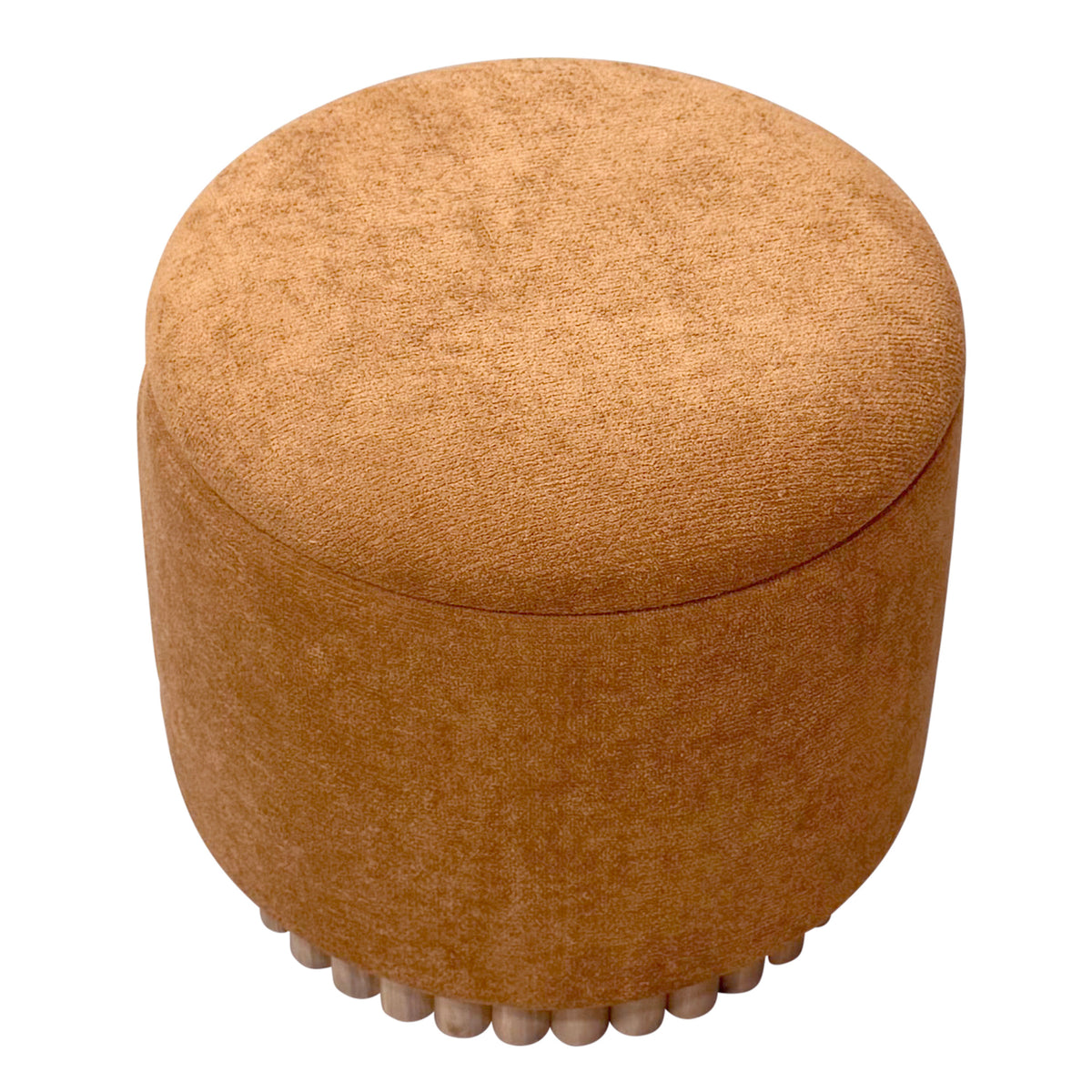 Ottomane de rangement ronde Sadie – fini ROUILLER/NATUREL | World Wide