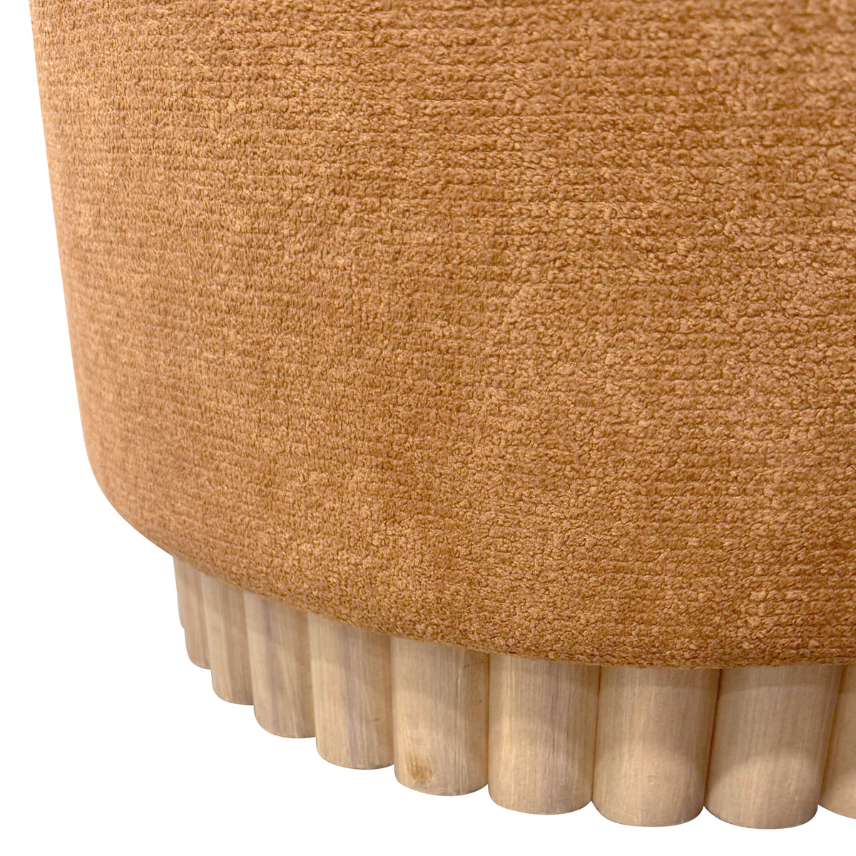 Ottomane de rangement ronde Sadie – fini ROUILLER/NATUREL | World Wide