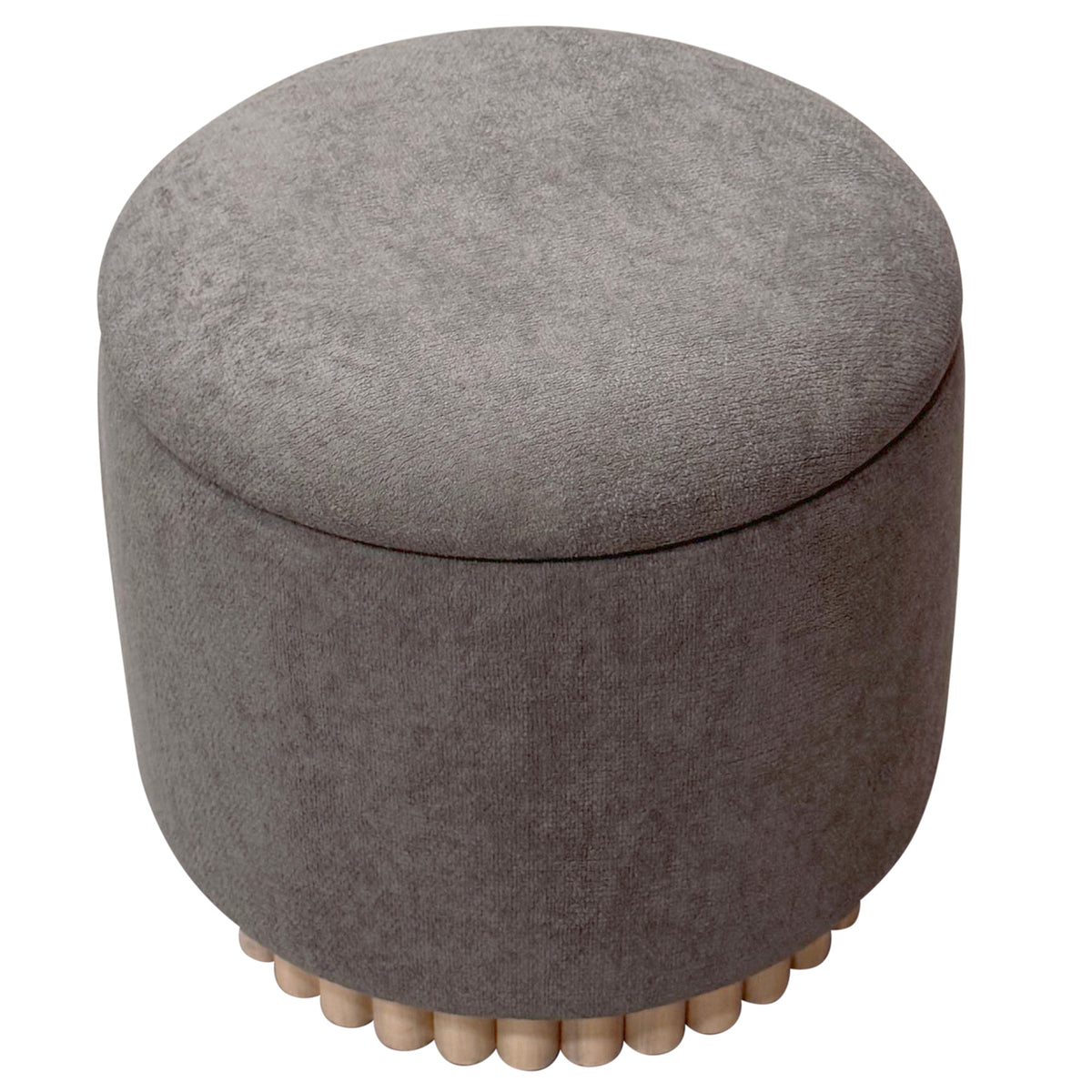 Ottomane de rangement ronde Sadie – fini CHARBON CHAUD/NATUREL | World Wide