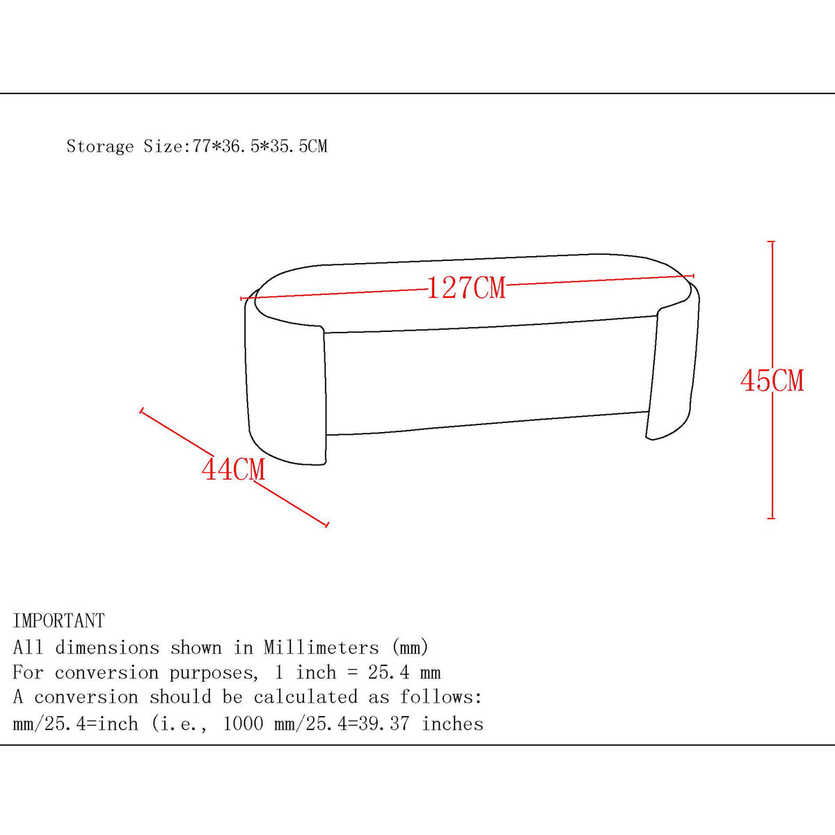 Ottomane de rangement ovale Cybil | World Wide