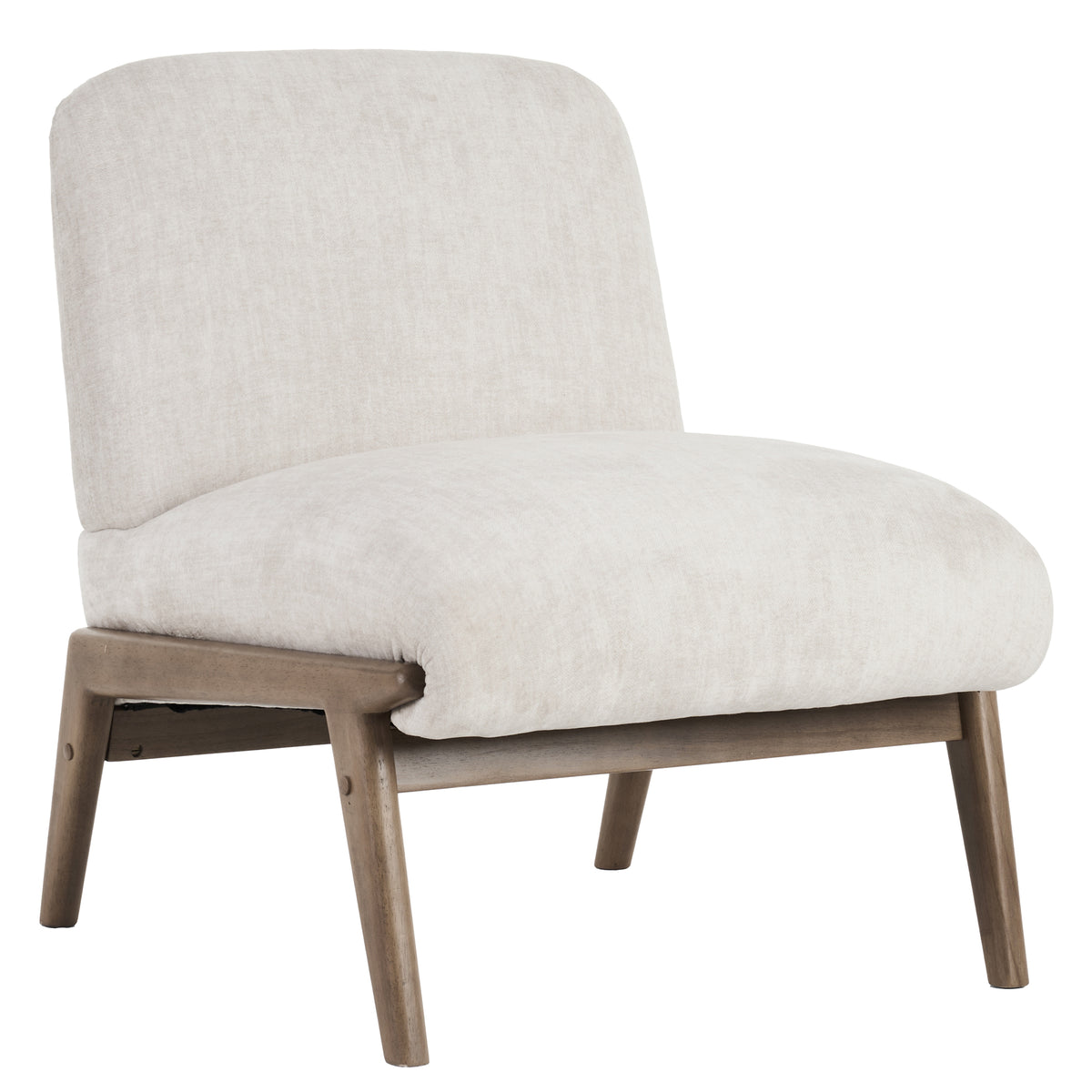 Fauteuil d’appoint en velours Lisson – fini BEIGE/NOYER | World Wide