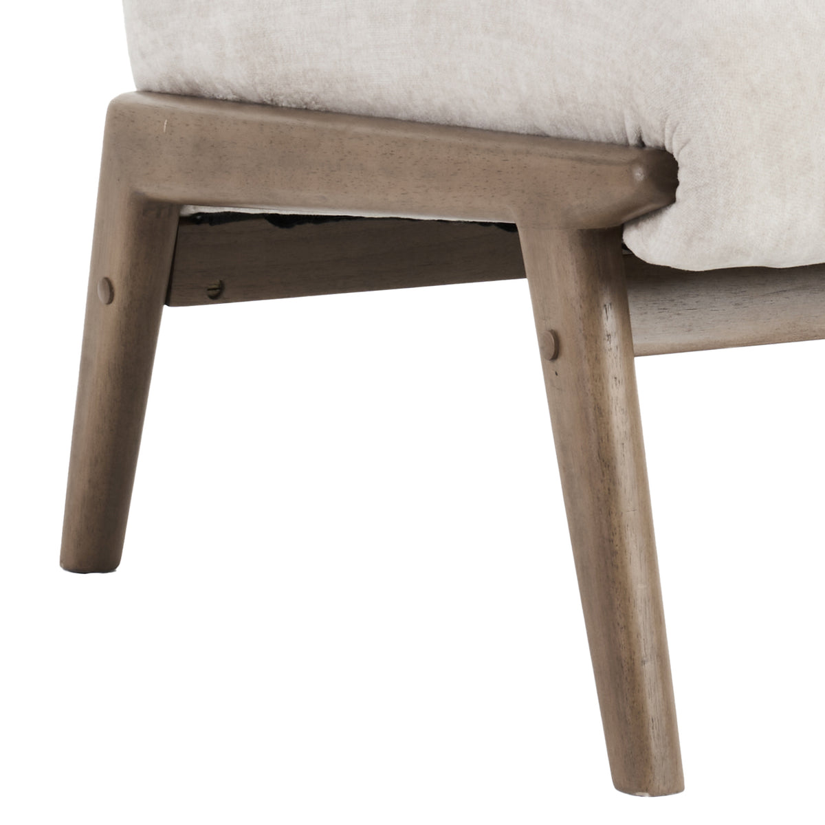 Fauteuil d’appoint en velours Lisson – fini BEIGE/NOYER | World Wide