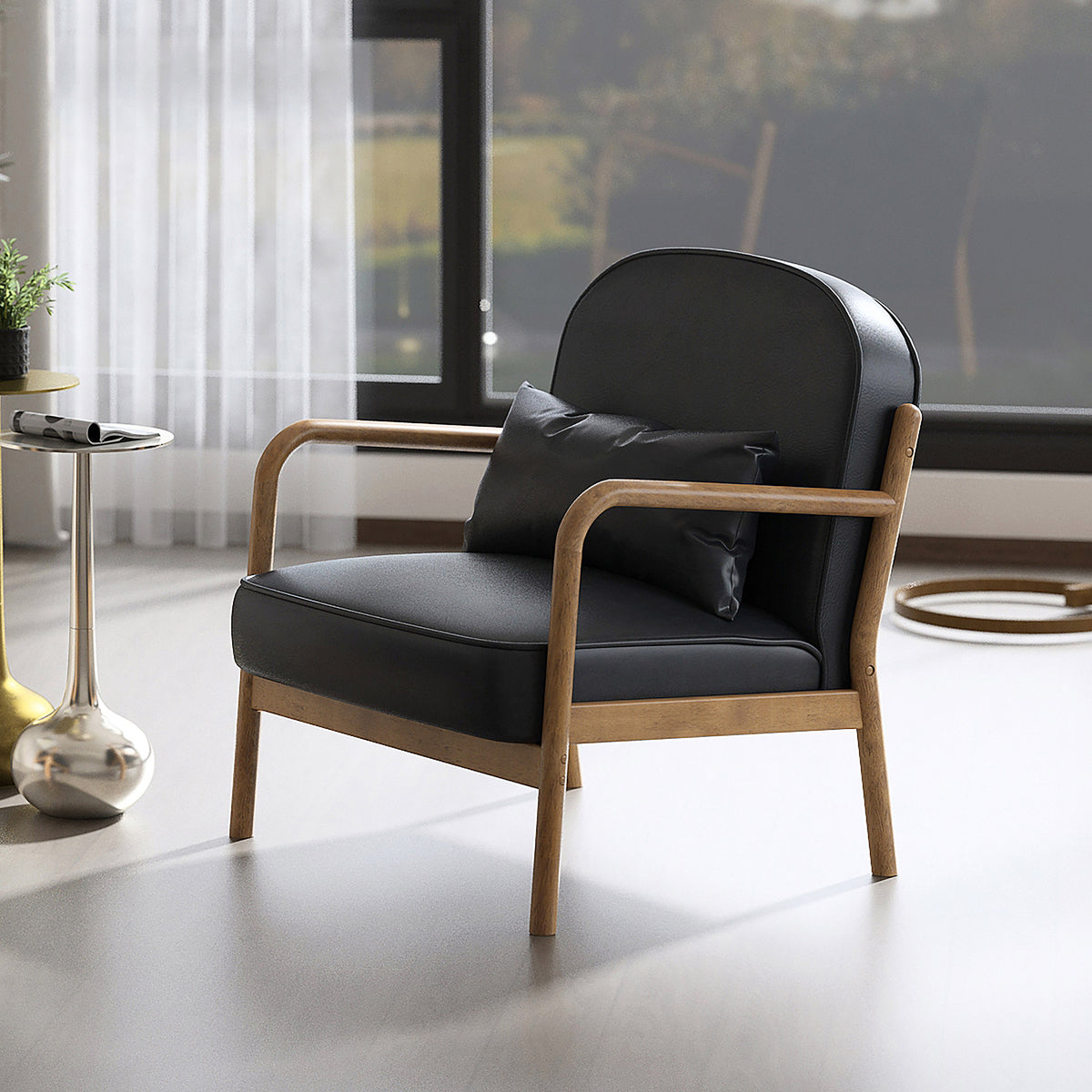 Fauteuil en similicuir Fani – fini NOIR/NOYER | World Wide