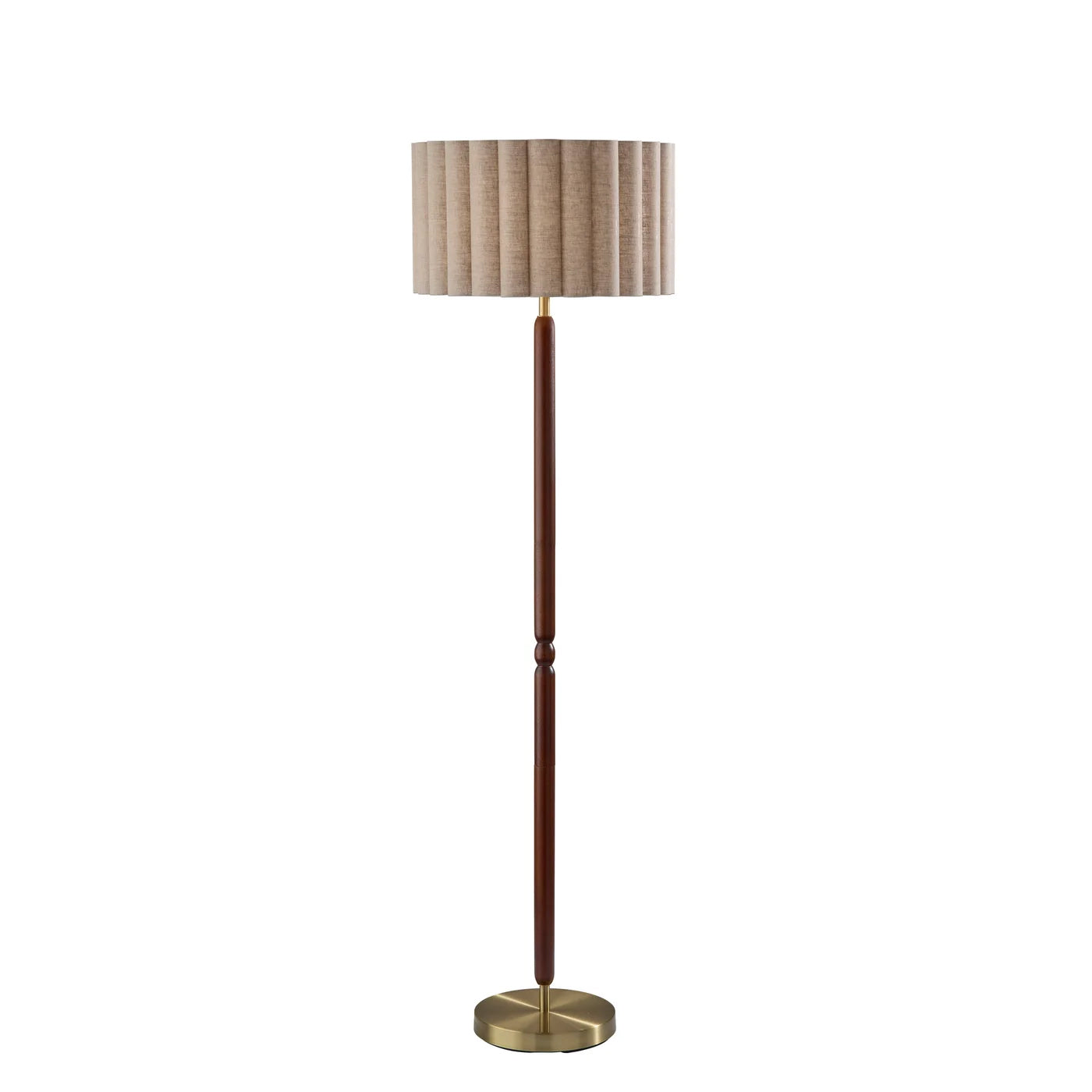 Lampe de plancher  Laiton antique et noyer | LAINE