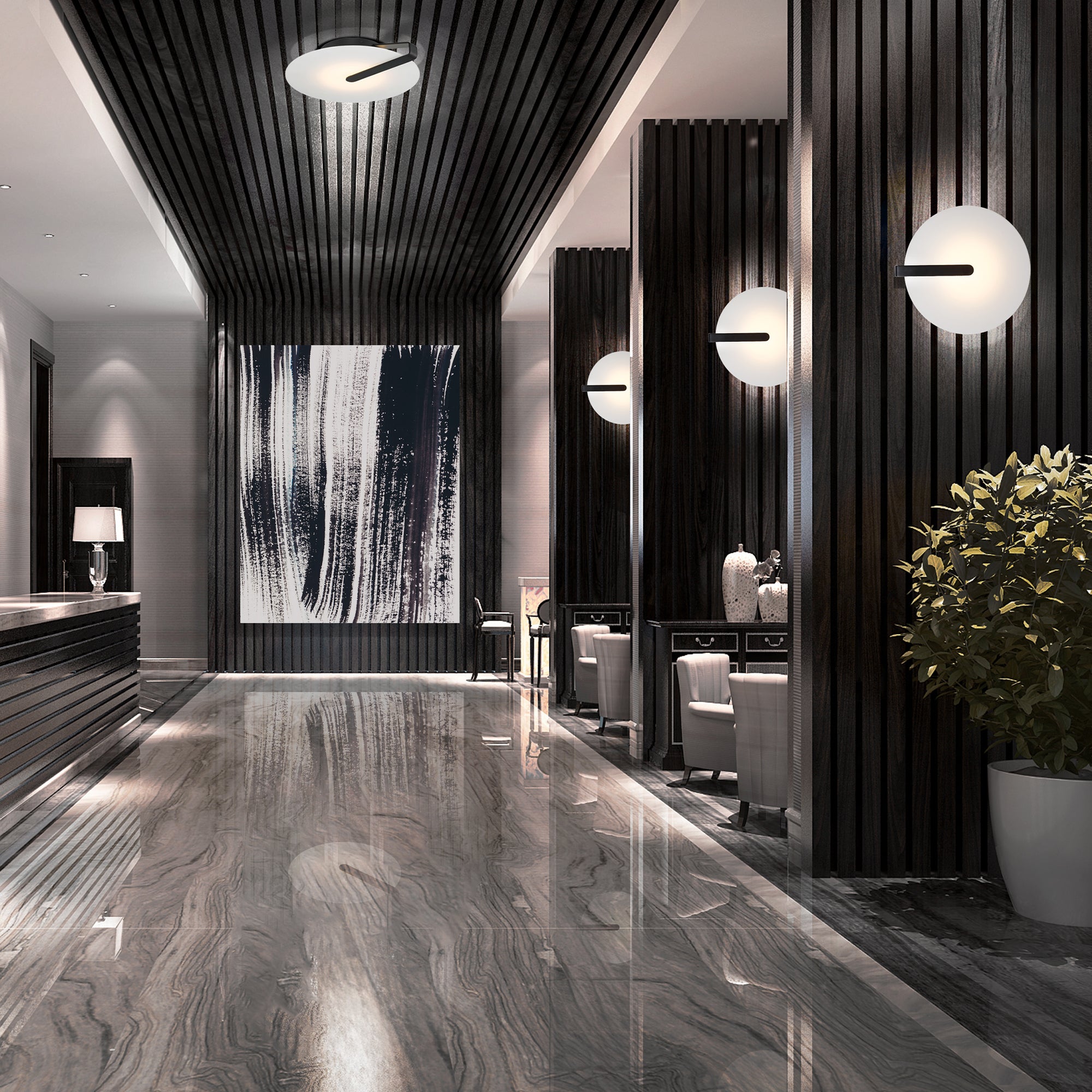 NUVOLA Plafonnier Noir, Blanc DEL INTÉGRÉ - 46843-012 | EUROFASE