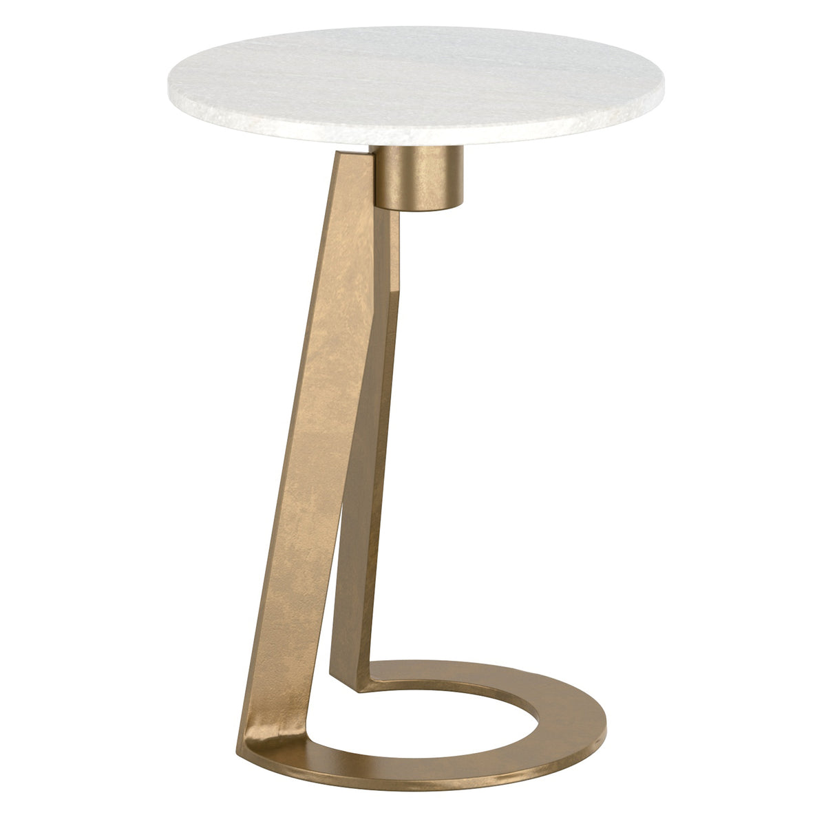 Table d’appoint ronde Devas – fini BLANC/LAITON VIEILLI | World Wide