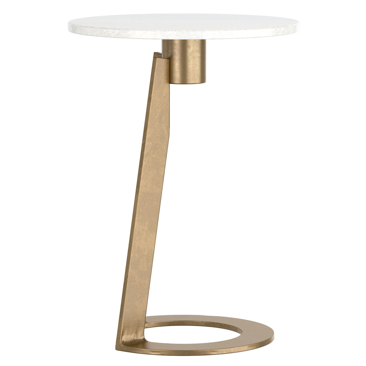 Table d’appoint ronde Devas – fini BLANC/LAITON VIEILLI | World Wide