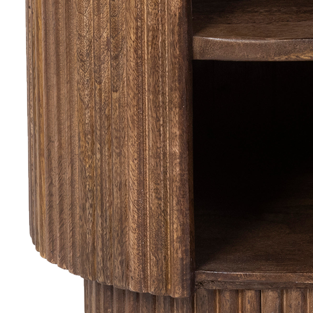Table d’appoint ronde avec rangement Reyna – fini NOYER/BLANC | World Wide
