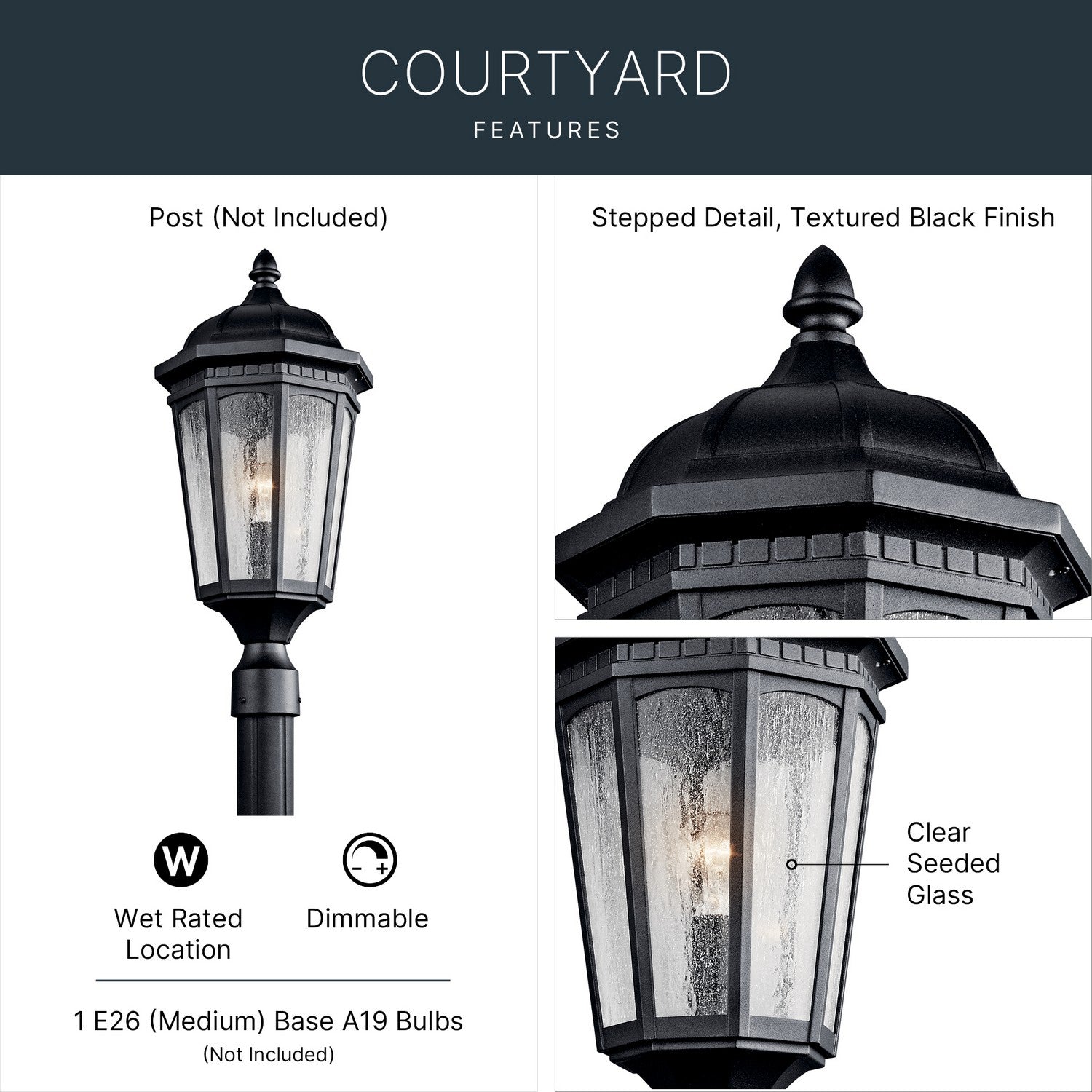 Lampadaire extérieur 1 lumière | Courtyard
