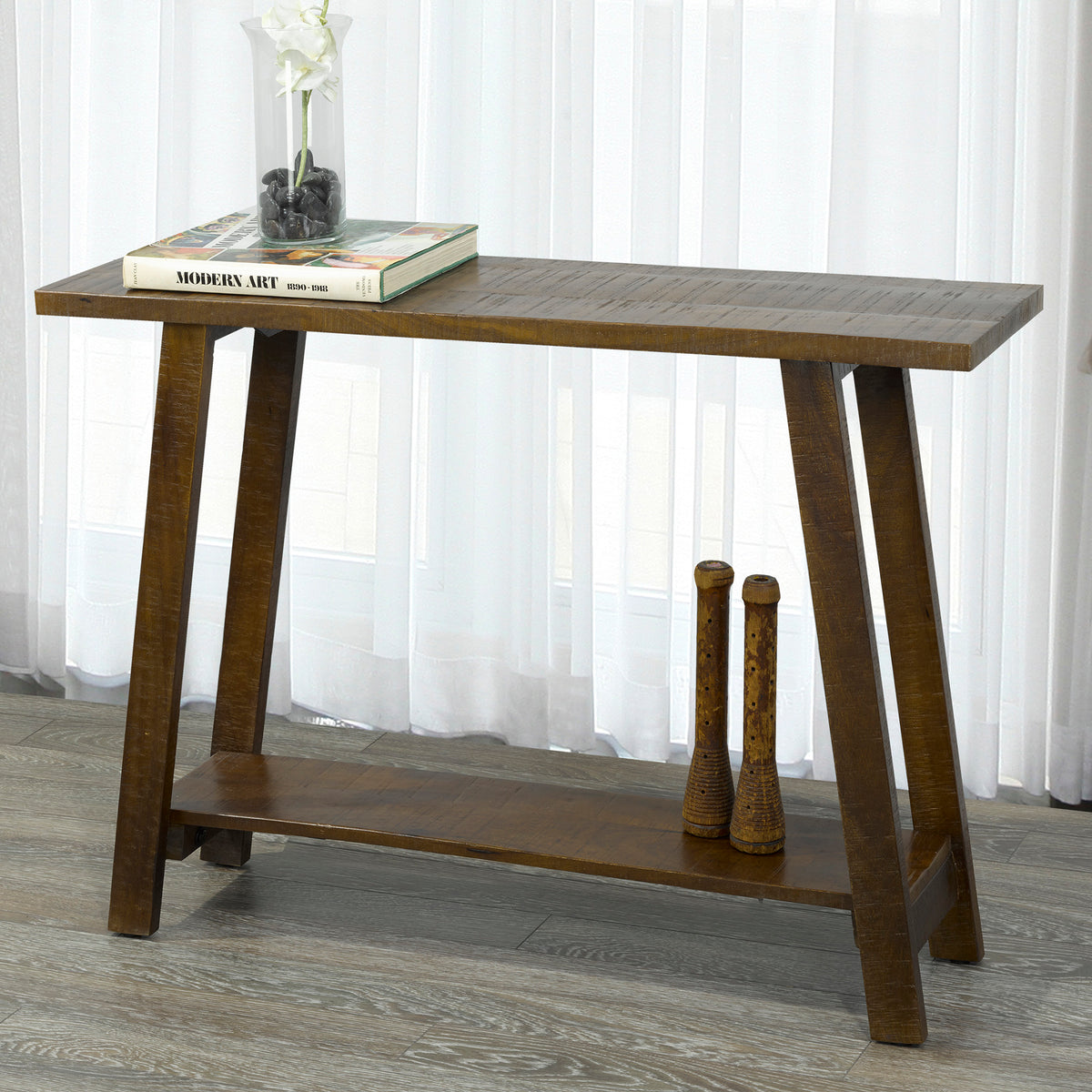 Console étroite à deux tablettes Volsa – fini NOYER | World Wide