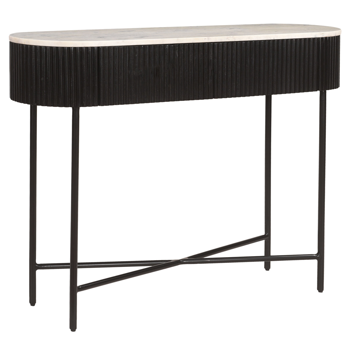Console ovale avec 2 tiroirs Reyna – fini NOIR/BLANC | World Wide