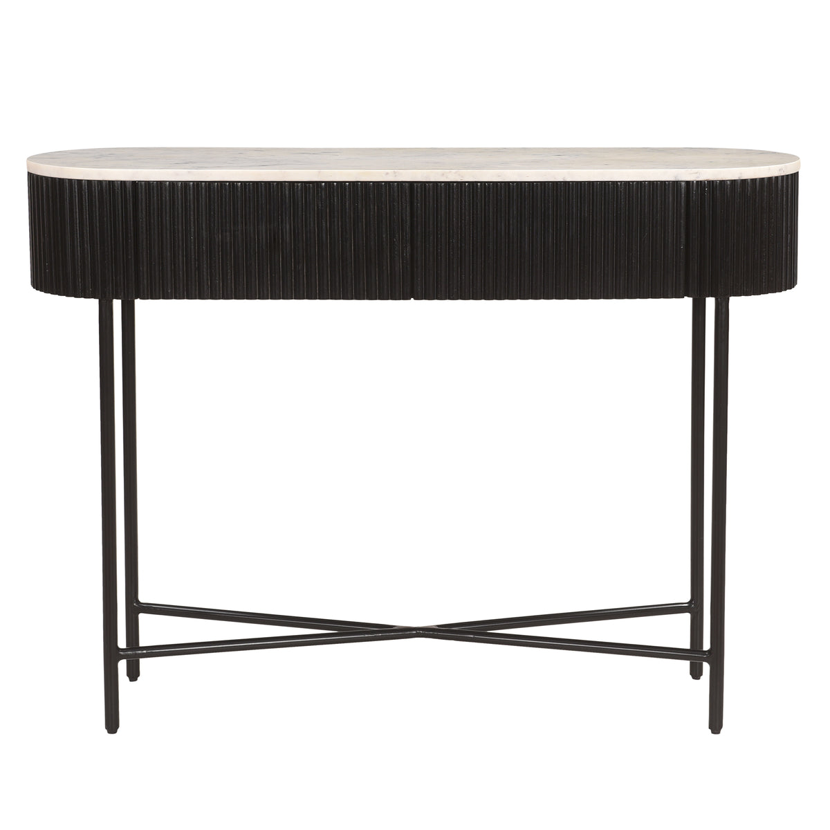Console ovale avec 2 tiroirs Reyna – fini NOIR/BLANC | World Wide