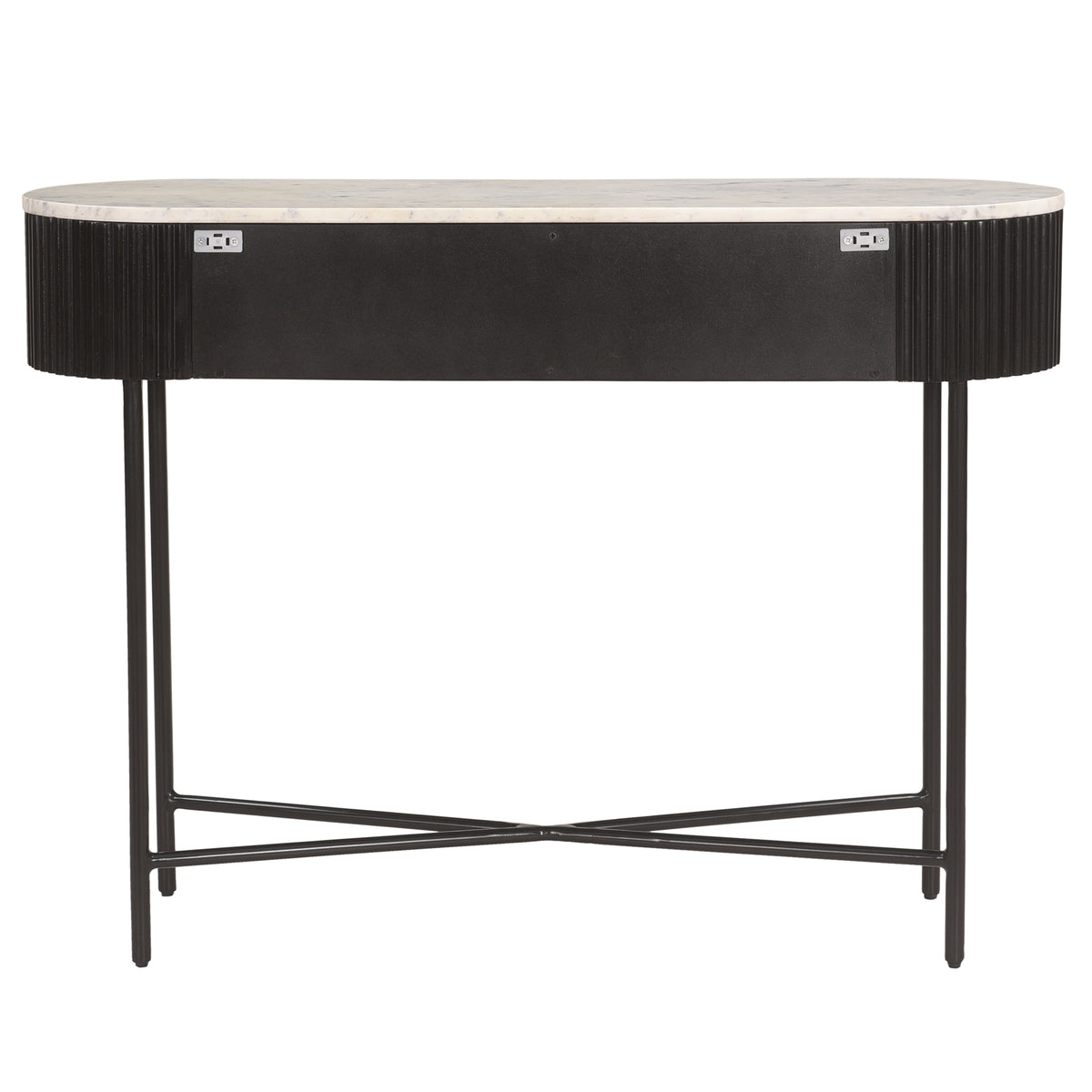Console ovale avec 2 tiroirs Reyna – fini NOIR/BLANC | World Wide