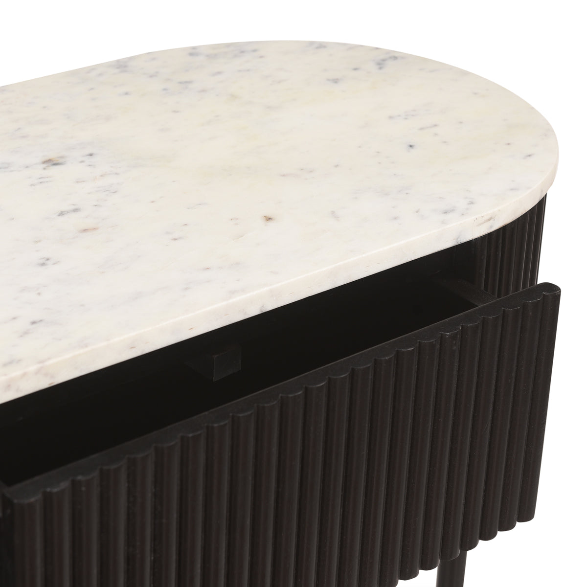 Console ovale avec 2 tiroirs Reyna – fini NOIR/BLANC | World Wide