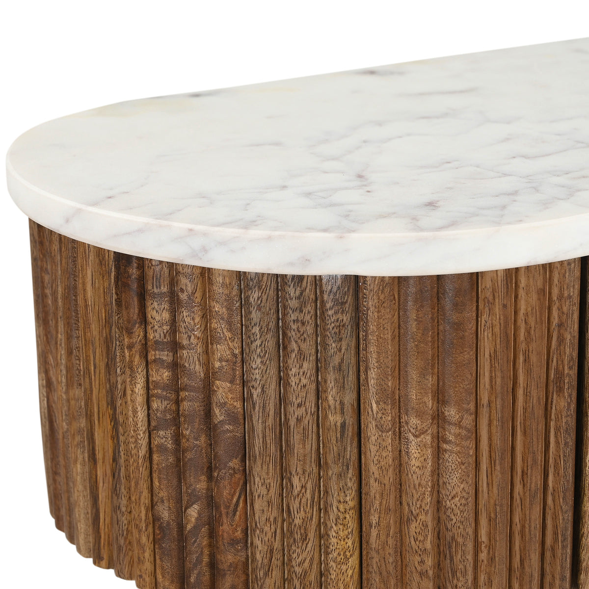 Console ovale avec 2 tiroirs Reyna – fini NOYER/BLANC | World Wide