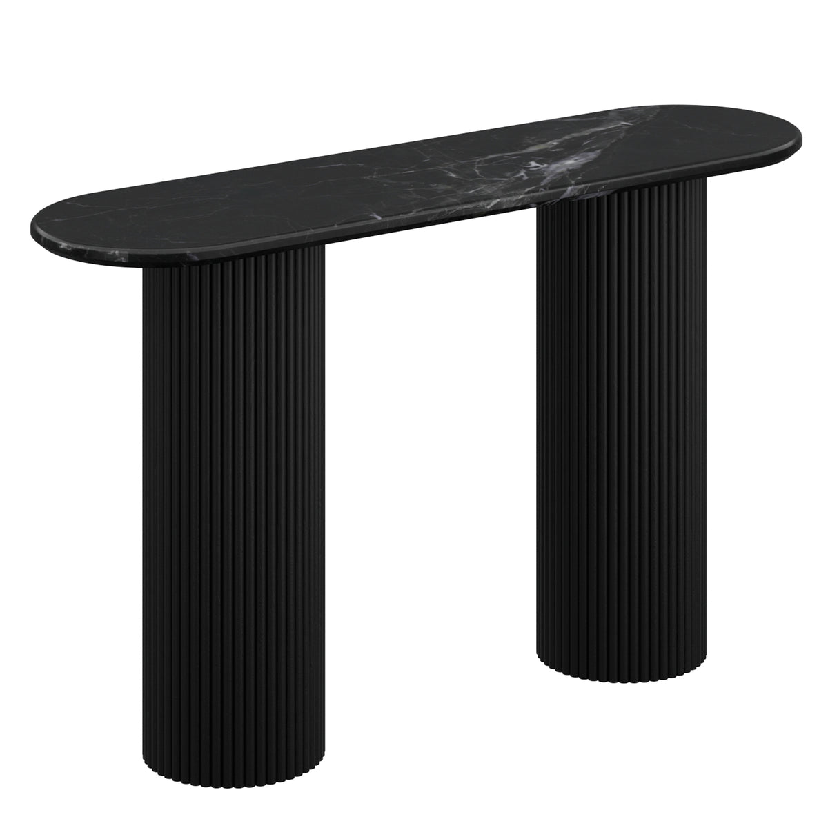 Console ovale en bois et marbre Jilsa – fini NOIR/NOIR | World Wide