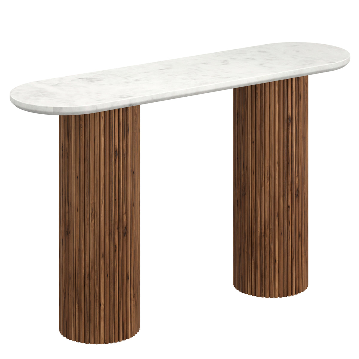 Console ovale en bois et marbre Jilsa – fini NOYER/BLANC | World Wide