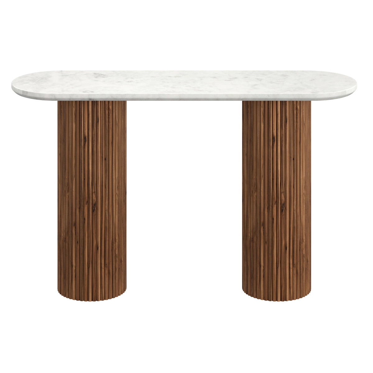 Console ovale en bois et marbre Jilsa – fini NOYER/BLANC | World Wide