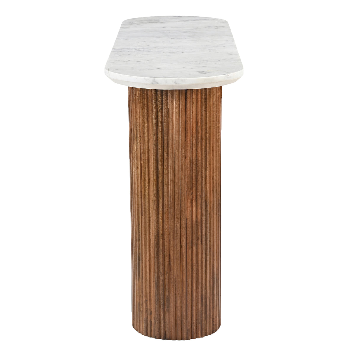 Console ovale en bois et marbre Jilsa – fini NOYER/BLANC | World Wide